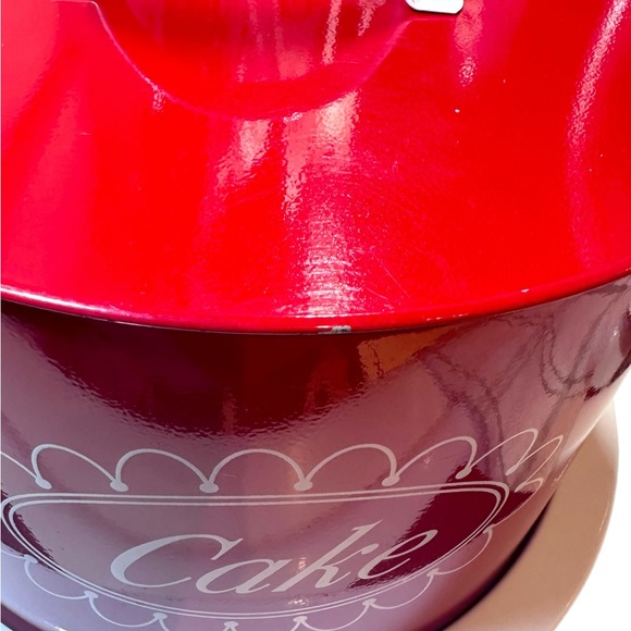 Bakery Red & White Metal Cake Saver with Dome - Picture 6 of 10